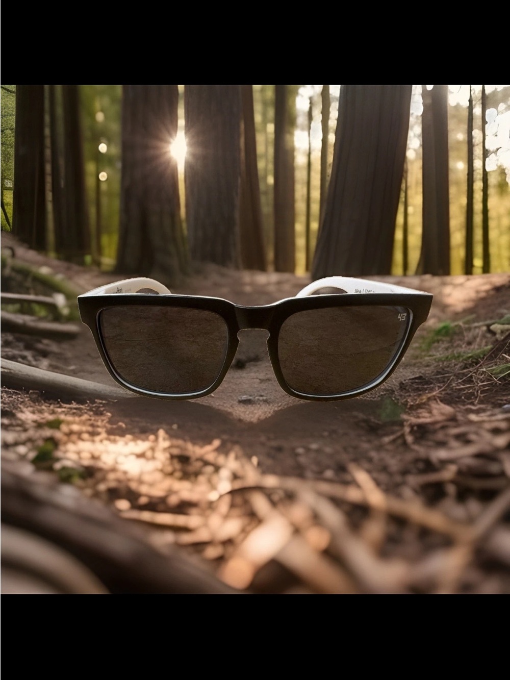 SPY+ Black and White Frame Sunglasses with Dark Lenses